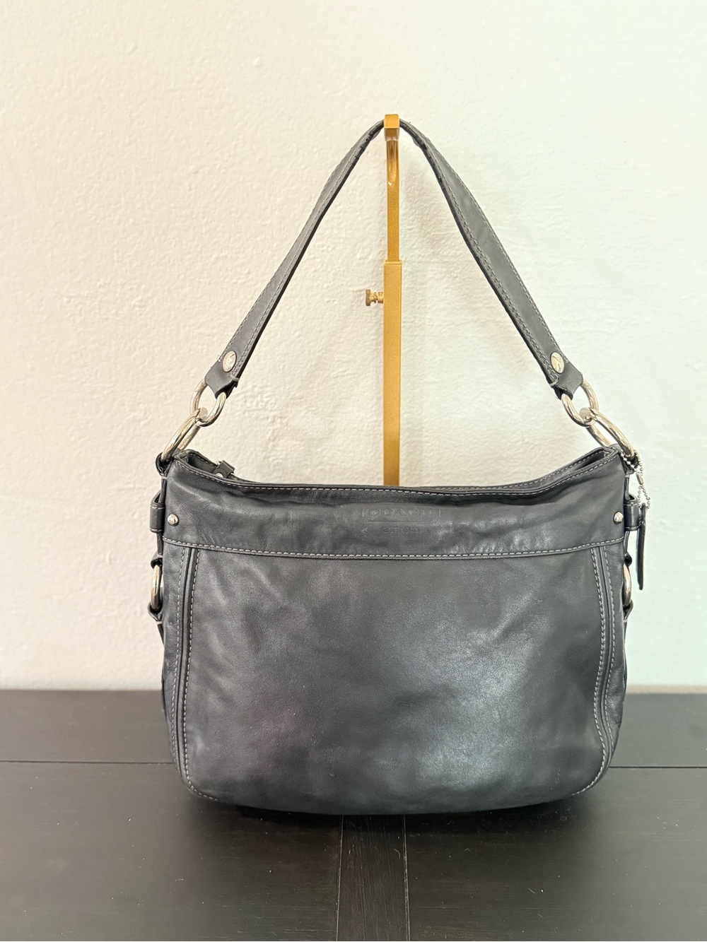 Vintage Coach Zoe Hobo F14707 Black Leather Shoulder Bag Y2K